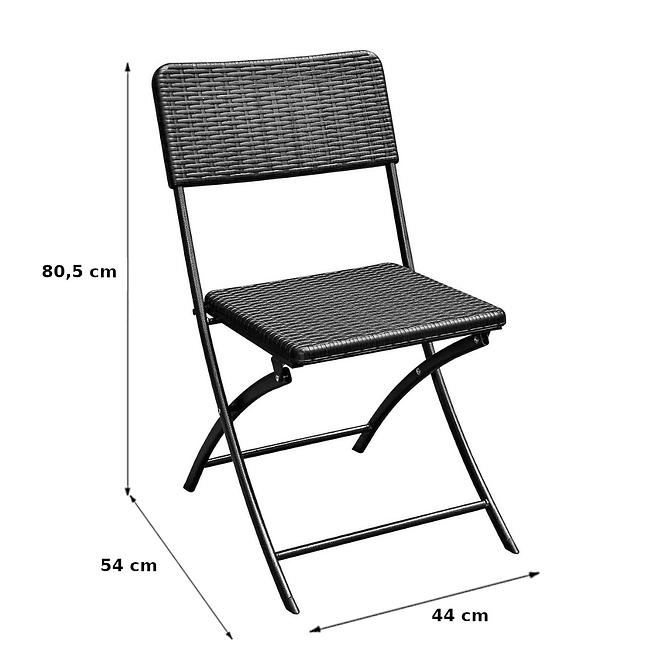 Négyzet alakú asztalkészlet + 2 szék fekete