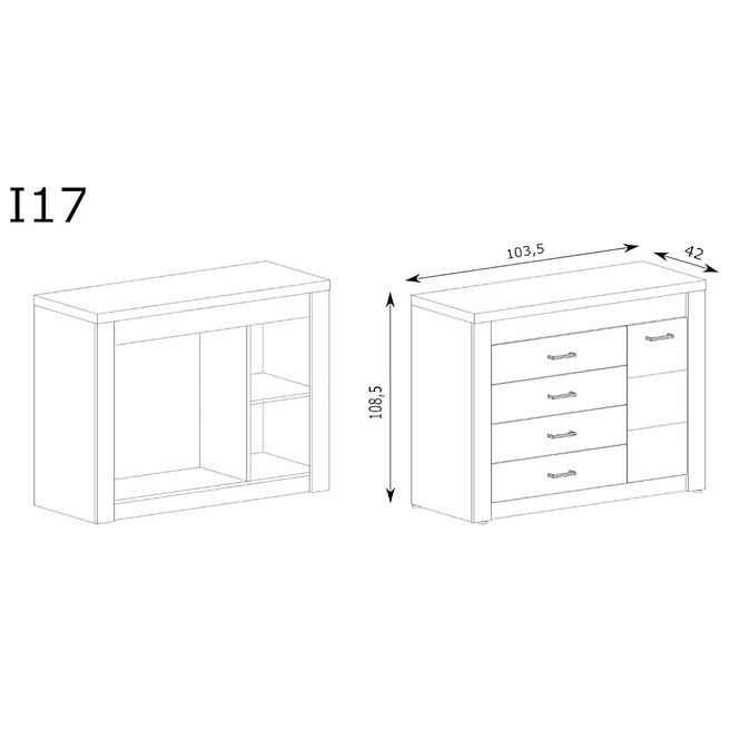 Komód Indianapolis I17 1D4S kraft fehér