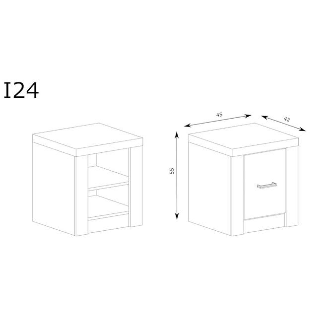 Éjjeliszekrény Indianapolis I24 kraft fehér