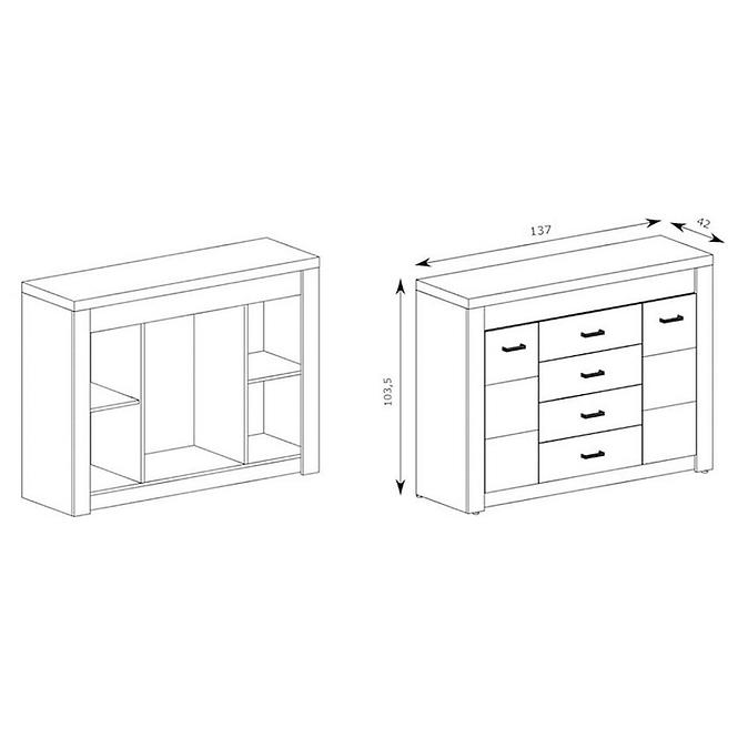 Komód Indianapolis I7 2D4S kraft fehér