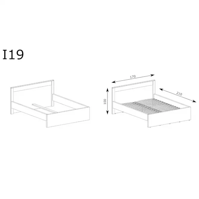 Ágy 160 + rám Indianapolis I19 kraft fehér