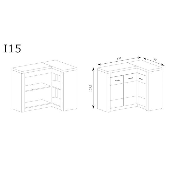 Komód sarok Indianapolis I15 kraft fehér,3