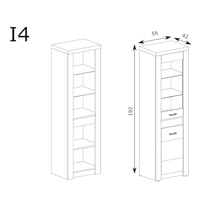 Vitrin Indianapolis 2D I4 kraft fehér