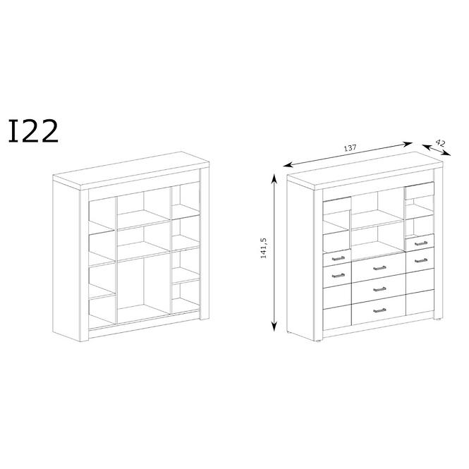 Vitrin Indianapolis I22 kraft fehér,4