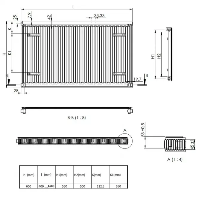 Fém radiátor C11/600/800   811 W
