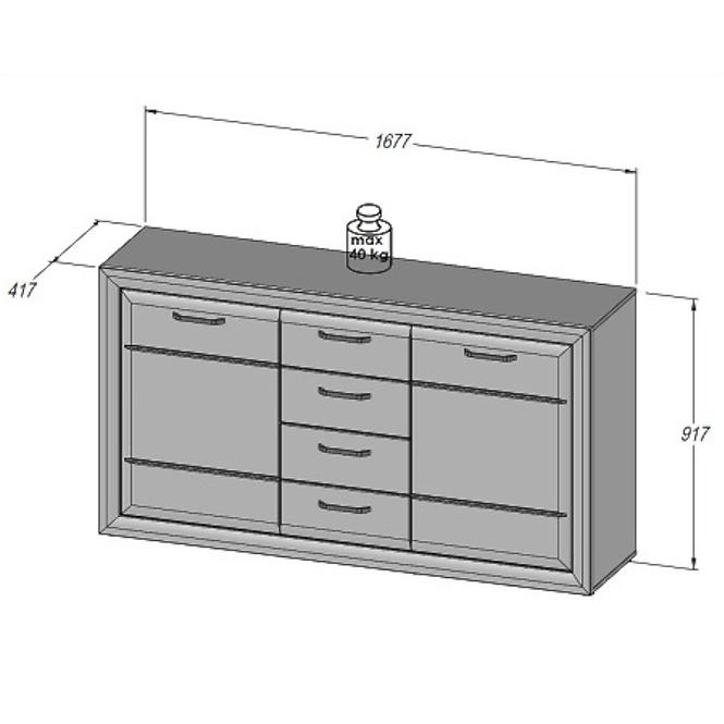 Komód Lenox ENXK231 fényes fehér/beton,2