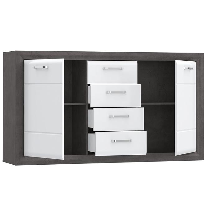 Komód Lenox ENXK231 fényes fehér/beton,3