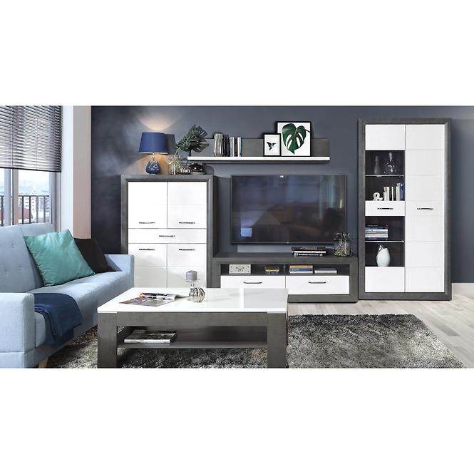 Komód Lenox ENXK231 fényes fehér/beton,7