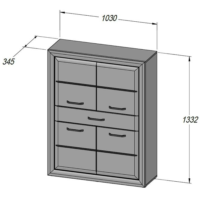 Komód 4D Lenox ENXK421 fehér fény/beton