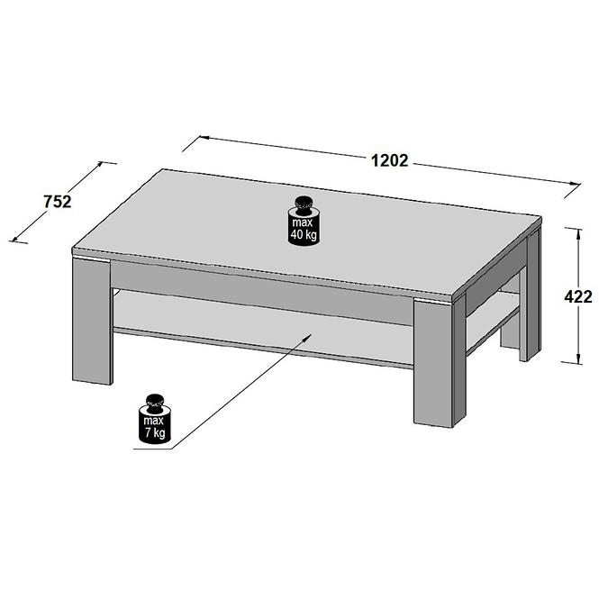 Dohányzóasztal Lenox SVOT22 fehér fény/beton