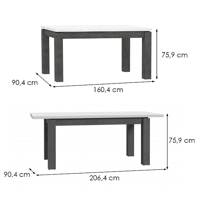 Asztal Lenox/Brugia ALCT44 fehér fény/beton