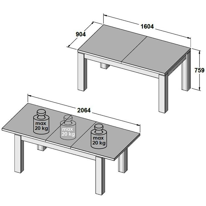 Asztal Lenox/Brugia ALCT44 fehér fény/beton