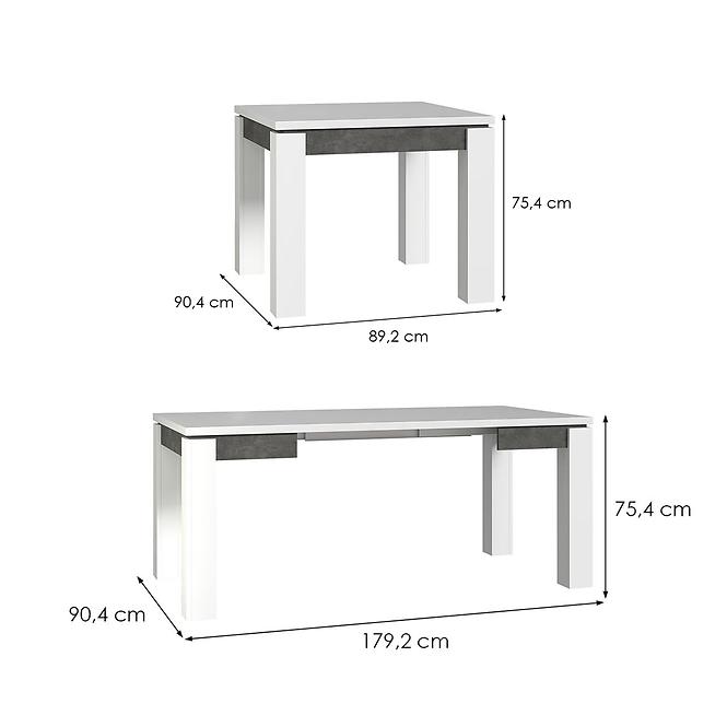Kinyitható asztalok  Brugia/Lenox 90/180x90,4cm EST45-C639 szürke/fehér fény