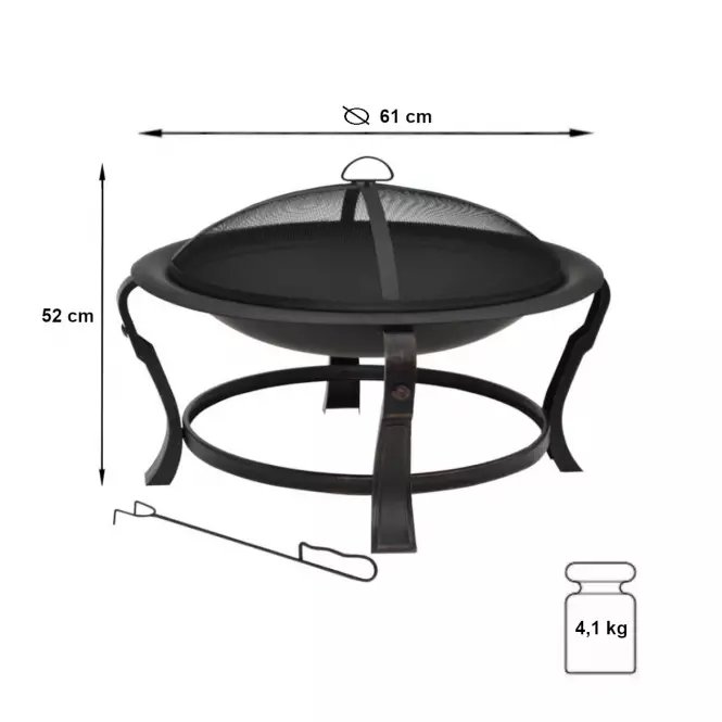 Tűzrakóhely kerti sütögetéshez BOYLSTON 61 cm