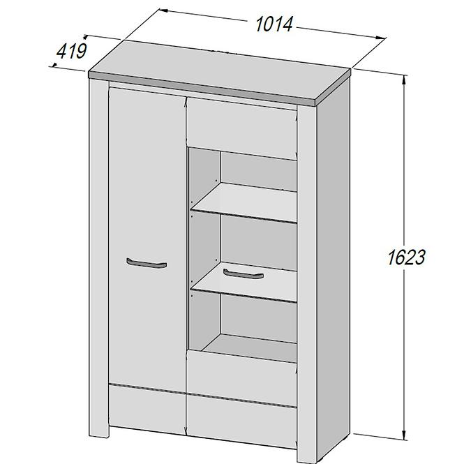 Vitrin B Brugia BUGV621lB szürke/fehér fény
