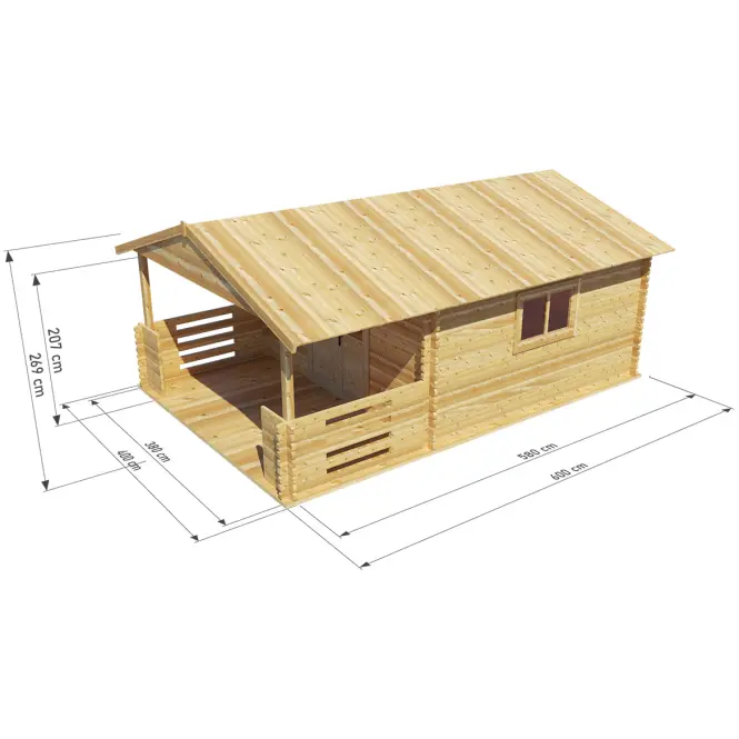 Kertház Heidi 4x4m  + terasa 4x2m padlóval,2