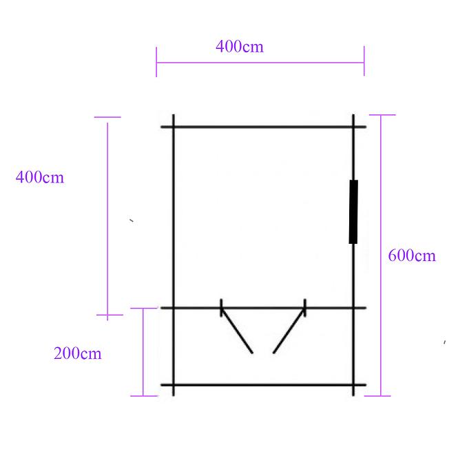 Kertház Heidi 4x4m  + terasa 4x2m padlóval,4