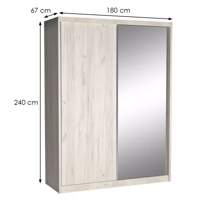 Szekrény Maciej 180 tükör kraft fehér