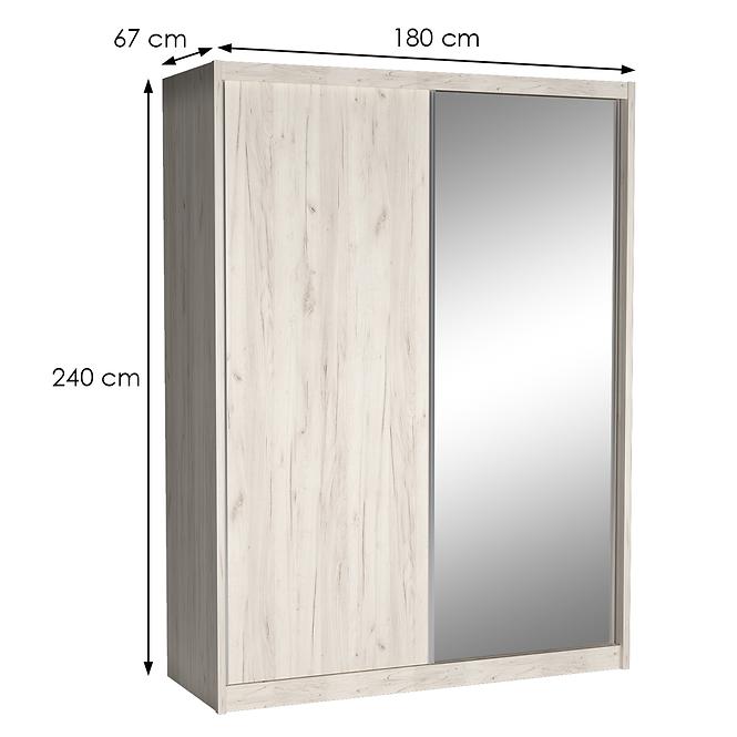 Szekrény Maciej 180 tükör kraft fehér,3