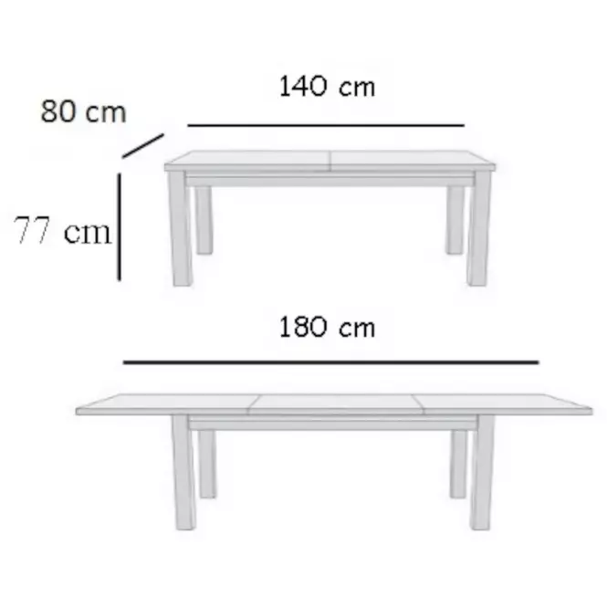 Étkezőasztal ST28 140x80L + 40 fehér