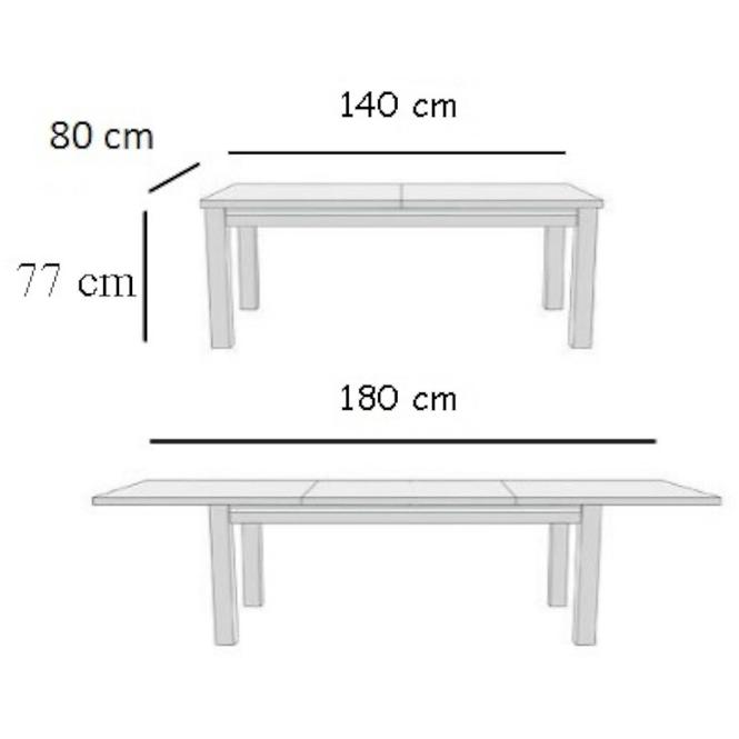 Étkezőasztal ST28 140x80L + 40 fehér