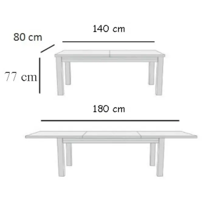 Étkezőasztal ST28 140x80L + 40 fehér,4