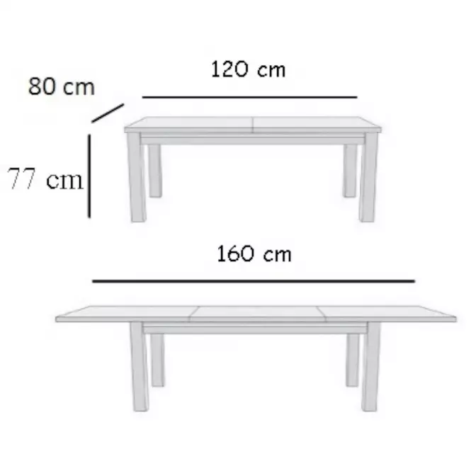 Étkezőasztal ST28 120x80L + 40 fehér