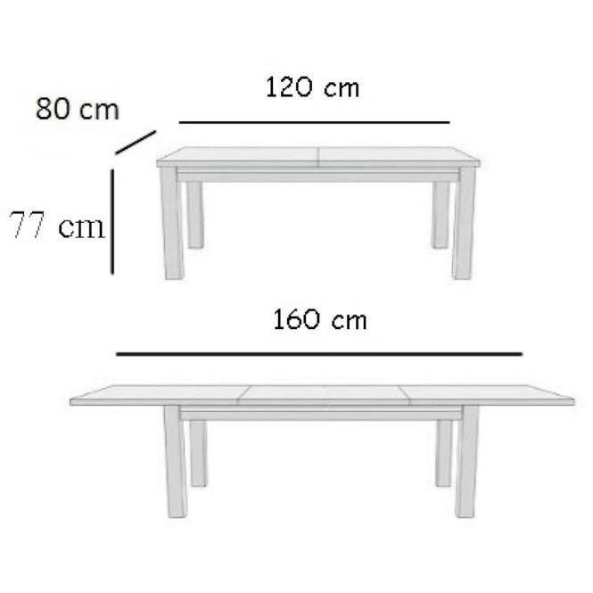 Étkezőasztal ST28 120x80L + 40 fehér