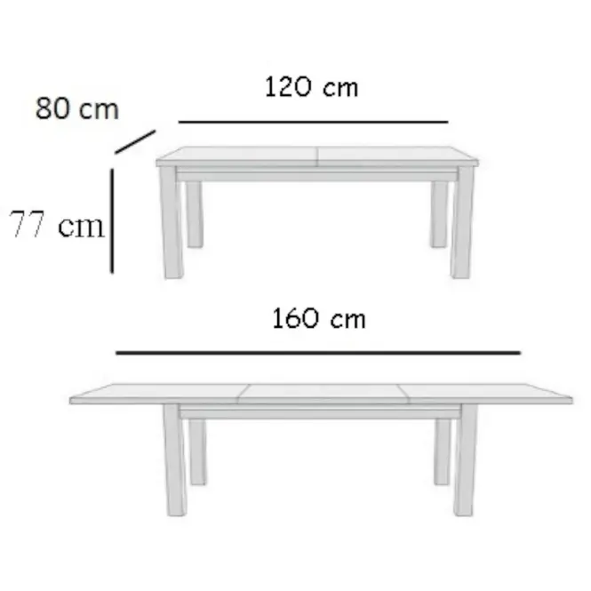 Étkezőasztal ST28 120x80L + 40 fehér,3