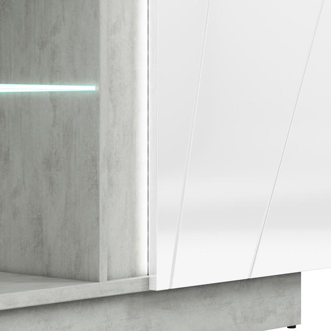 Szekrény RTV Lumens 09 fényes fehér/beton