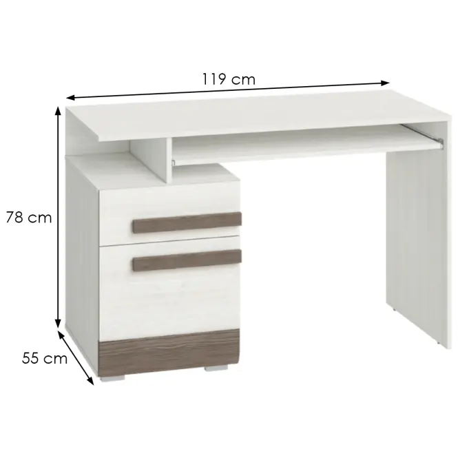 Íróasztal Blanco 11 havasi fenyő/new grey,2