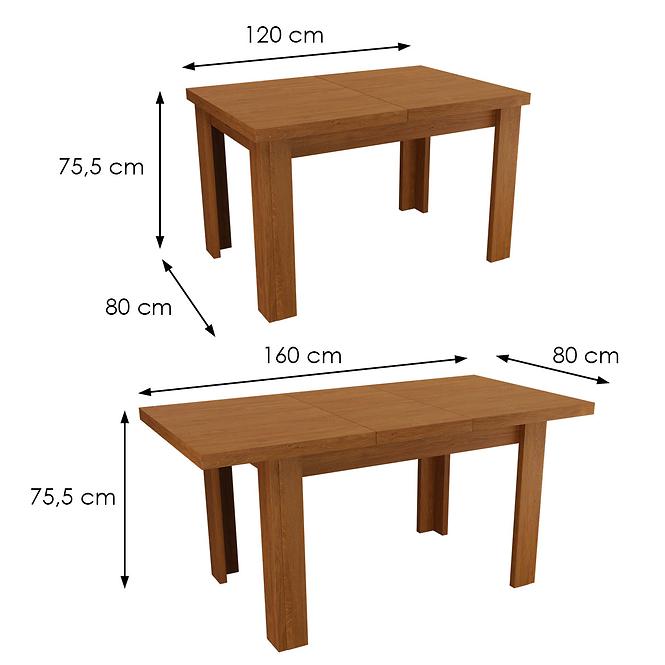 Kinyitható asztalok kis 120/160x80cmx80 kőris világos