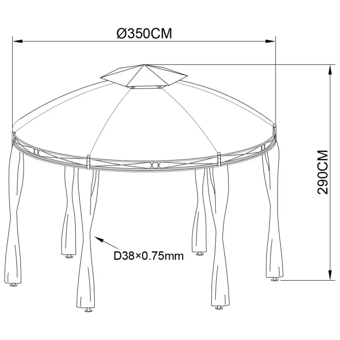 Kerti pavilon 3,5 m szürke