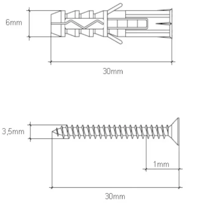 Wkręt-met Táguló tipli süllyesztett csavarral 6x30 mm,2