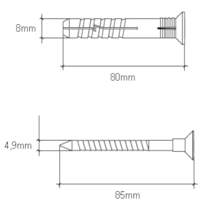Wkręt-met Táguló tipli a gyors telepítéshez 8x80 mm L25,2