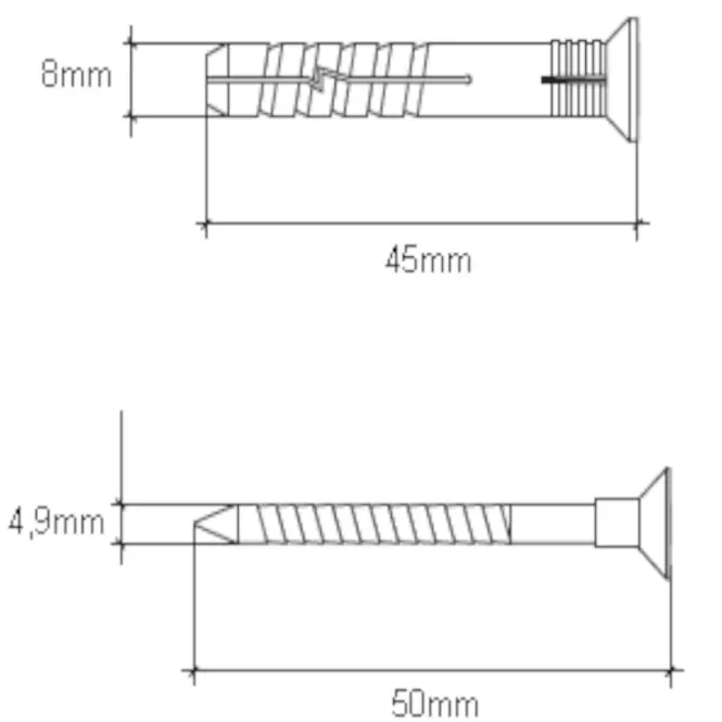 Wkręt-met Táguló tipli a gyors telepítéshez 8x45 mm L100,2