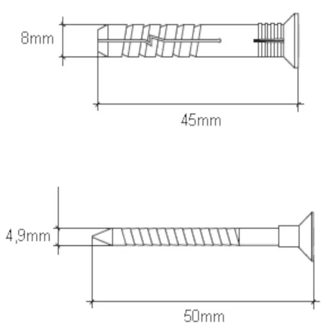 Wkręt-met Táguló tipli a gyors telepítéshez 8x45 mm L20,2
