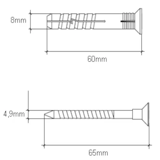 Wkręt-met Táguló tipli a gyors telepítéshez 8x60 mm L10,2
