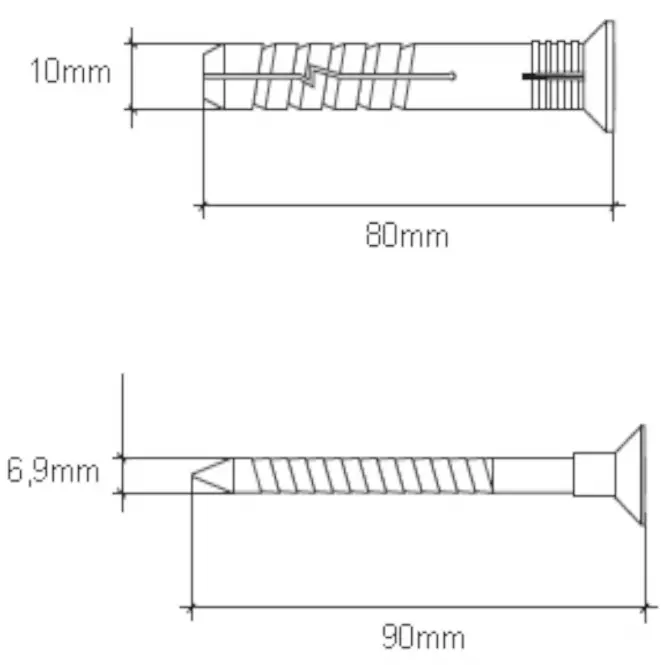 Wkręt-met Táguló tipli a gyors telepítéshez 10x80 mm L10