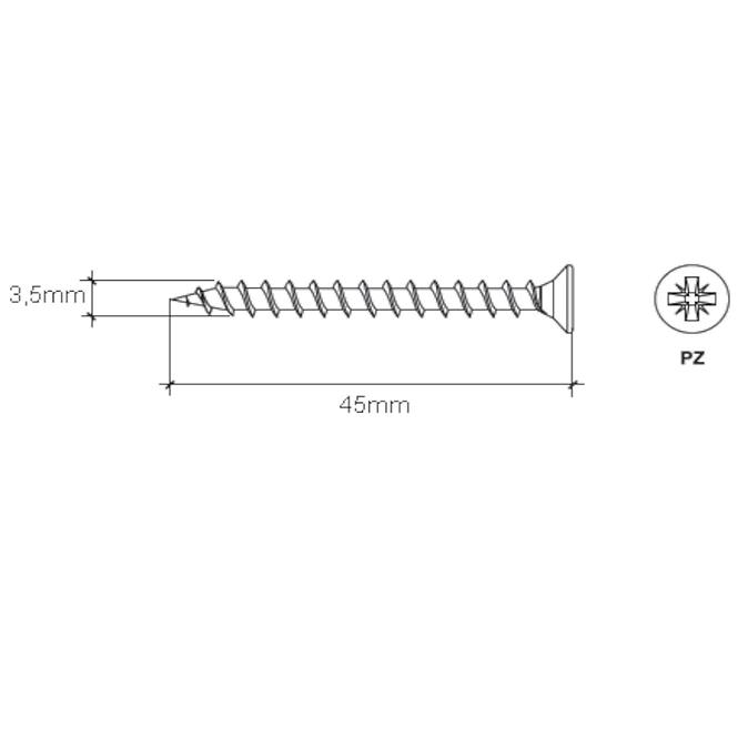 17WK edzett sárga csavarok 3,5X45 260
