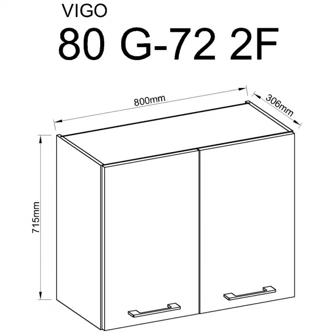 Konyhaszekrény Vigo grafit 80G-2F