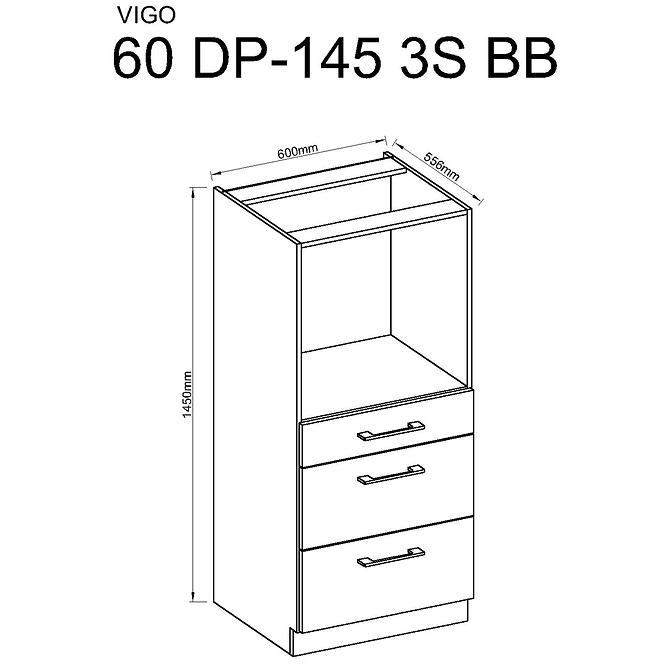 Konyhaszekrény Vigo fehér HG 60DPS-145 3S,3