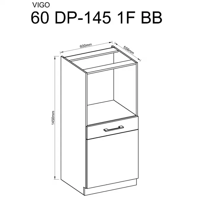 Konyhaszekrény Vigo fehér HG 60DP-145 1F BB,3