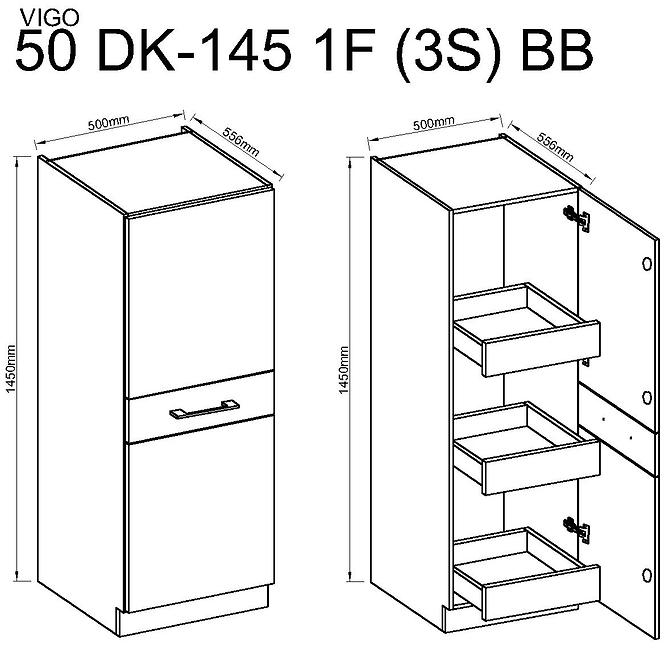Konyhaszekrény Vigo fehér HG 50DK-145 1F (3S) BB