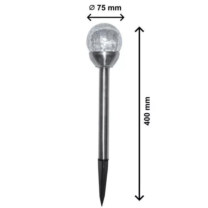 Napelemes lámpa 2 LED Stal golyó 11