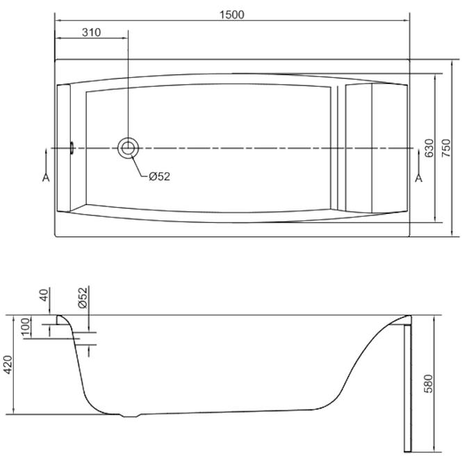 Kád Virgo 150x75 + kád keret,3