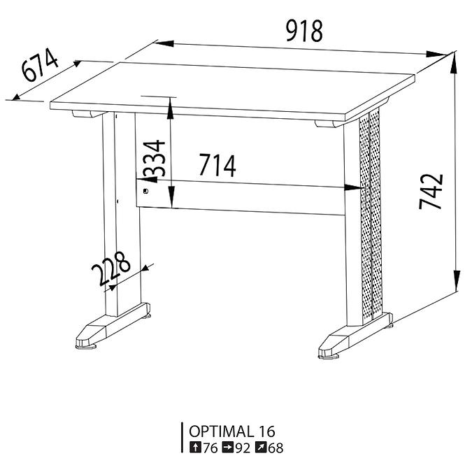 Íróasztal   92 Optimal 16 tölgy sonoma