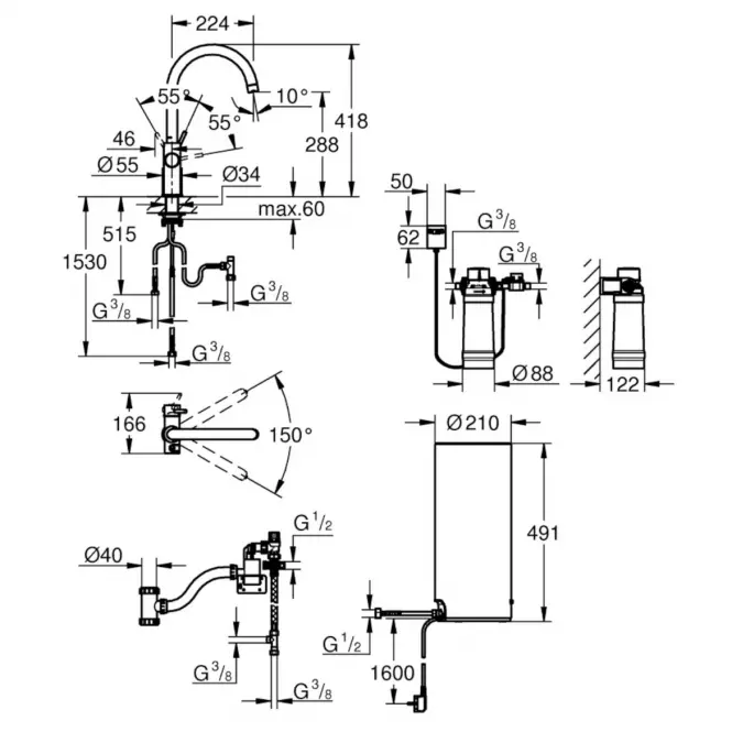 Akkumulátor és kazán álló GROHE RED DUO 30079DC1,2