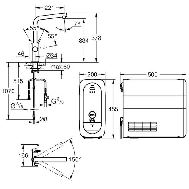 Kezdő szett álló  GROHE BLUE HOME 31454DC1