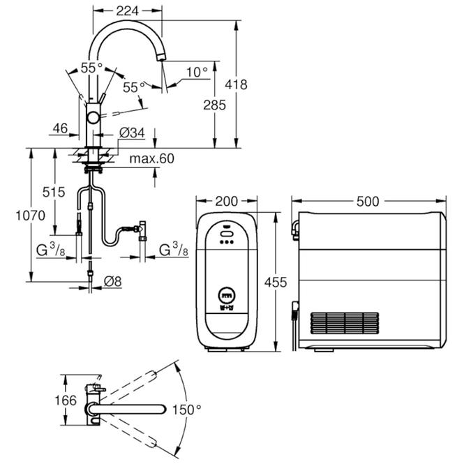 Kezdő szett álló GROHE BLUE HOME 31455DC1